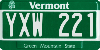 VT license plate YXW221