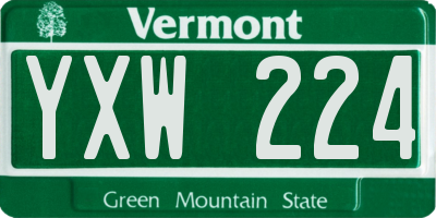 VT license plate YXW224