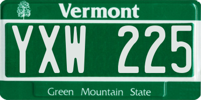 VT license plate YXW225