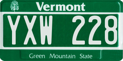 VT license plate YXW228