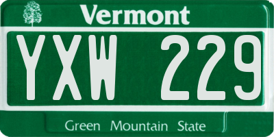 VT license plate YXW229