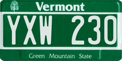 VT license plate YXW230