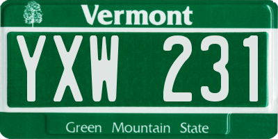 VT license plate YXW231