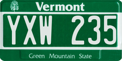 VT license plate YXW235