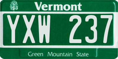 VT license plate YXW237