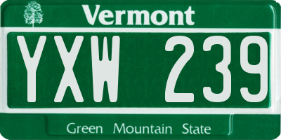 VT license plate YXW239