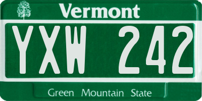 VT license plate YXW242