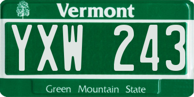 VT license plate YXW243
