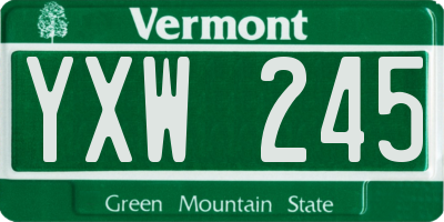 VT license plate YXW245