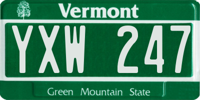 VT license plate YXW247