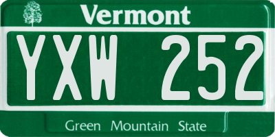 VT license plate YXW252