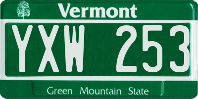 VT license plate YXW253