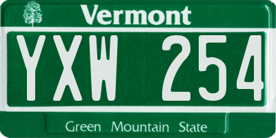 VT license plate YXW254