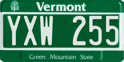 VT license plate YXW255
