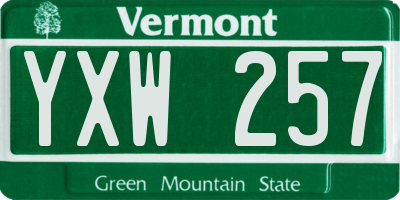 VT license plate YXW257