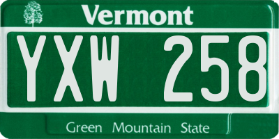 VT license plate YXW258