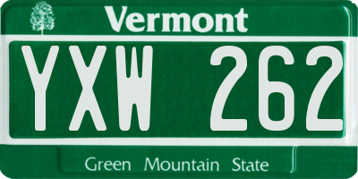 VT license plate YXW262