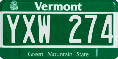 VT license plate YXW274