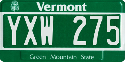 VT license plate YXW275