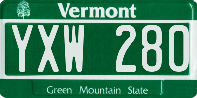 VT license plate YXW280