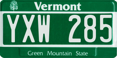 VT license plate YXW285