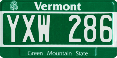 VT license plate YXW286