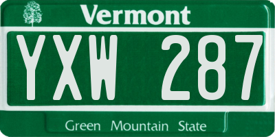 VT license plate YXW287