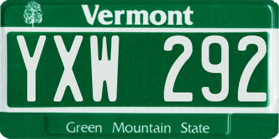 VT license plate YXW292