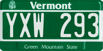 VT license plate YXW293