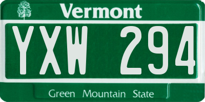 VT license plate YXW294