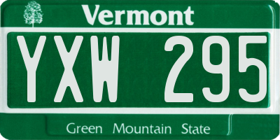 VT license plate YXW295