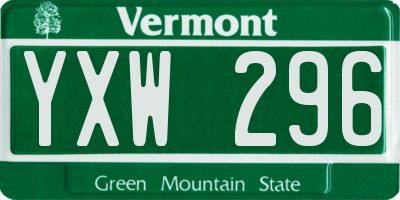 VT license plate YXW296