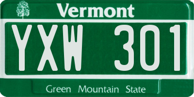 VT license plate YXW301