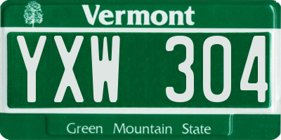 VT license plate YXW304