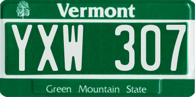 VT license plate YXW307