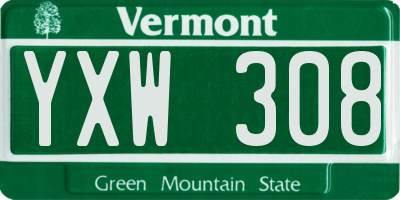 VT license plate YXW308