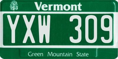 VT license plate YXW309