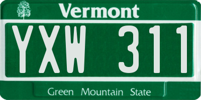 VT license plate YXW311