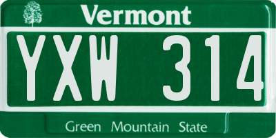 VT license plate YXW314