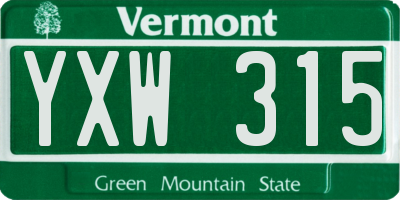 VT license plate YXW315