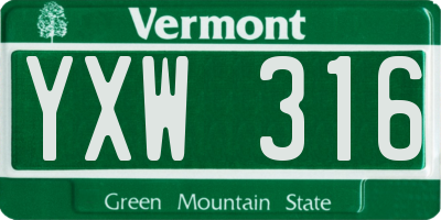 VT license plate YXW316