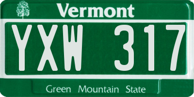 VT license plate YXW317