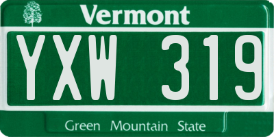 VT license plate YXW319
