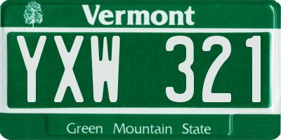 VT license plate YXW321