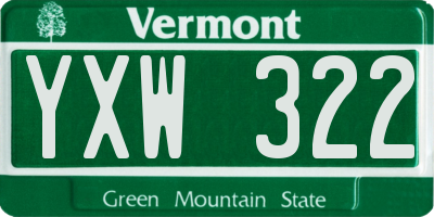 VT license plate YXW322