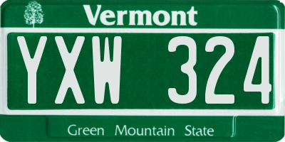 VT license plate YXW324