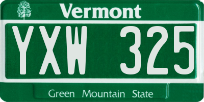 VT license plate YXW325