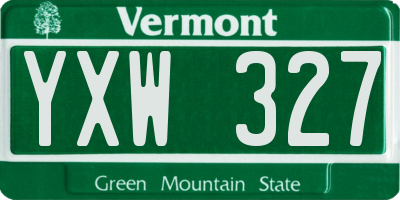 VT license plate YXW327
