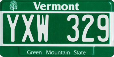 VT license plate YXW329