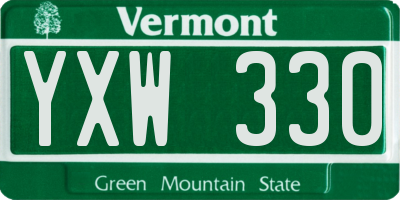 VT license plate YXW330